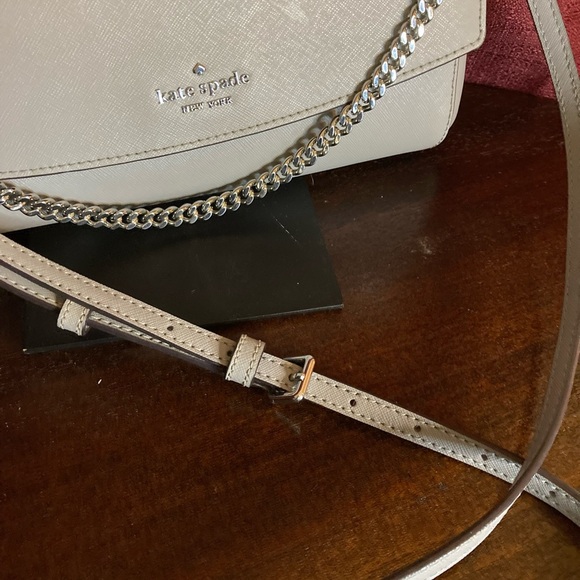 KATE SPADE GRAY leather CROSSBODY SHOULDERBAG TOTE 10x7 - Picture 6 of 8